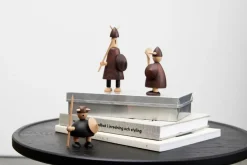 The vikings of Denmark wooden figure 3 pieces, Stained beech