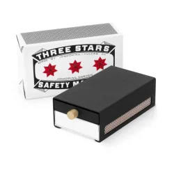 Three Stars matchbox holder large, Black