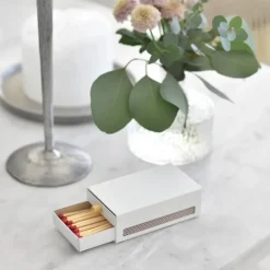 Three Stars matchbox holder large, White
