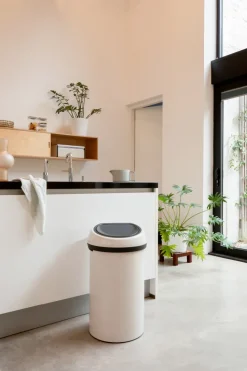 Touch Bin round 60 liter, Soft Beige
