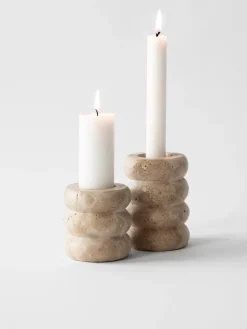 Travertine candle holder, Medium 8 cm