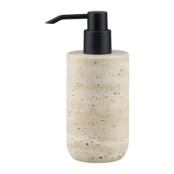 Travertine soap pump 17.5 cm, Linen