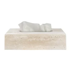 Travertine tissue box 14x25.5 cm, Linen