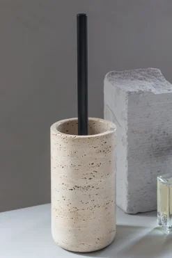 Travertine toilet brush 36 cm, Linen