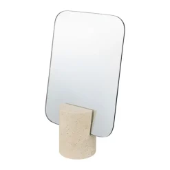 Travertine vanity mirror, Linen