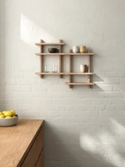 Treat double wall shelf, Oak, 34x12x34 cm