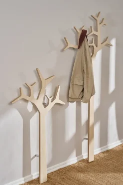 Tree wall wall-mounted coat hanger Special Edition 134 cm, White pigmented pine