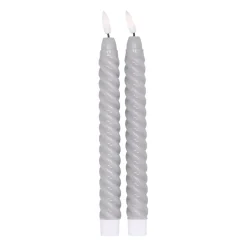 Twisted LED-candle 25 cm 2-pack, grey