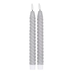 Twisted LED-candle 25 cm 2-pack, grey