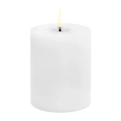 Uyuni LED Block Candle melted, White rustic, Ø7.8x10 cm