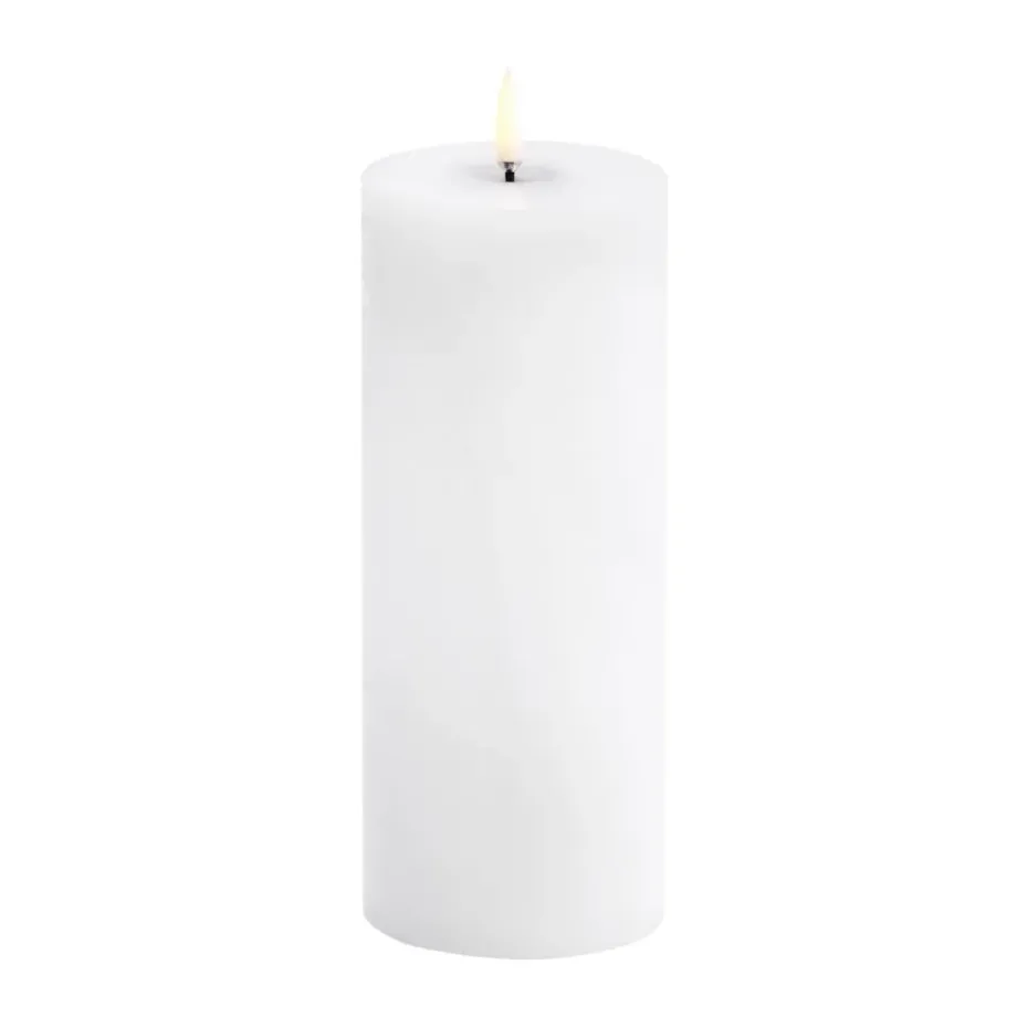 Uyuni LED Block Candle melted, White rustic, Ø7.8x20 cm
