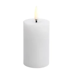 Uyuni LED Block Candle melted, White, Ø5x7.5 cm