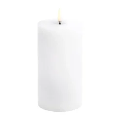 Uyuni LED Block Candle melted, White rustic, Ø7.8x15 cm