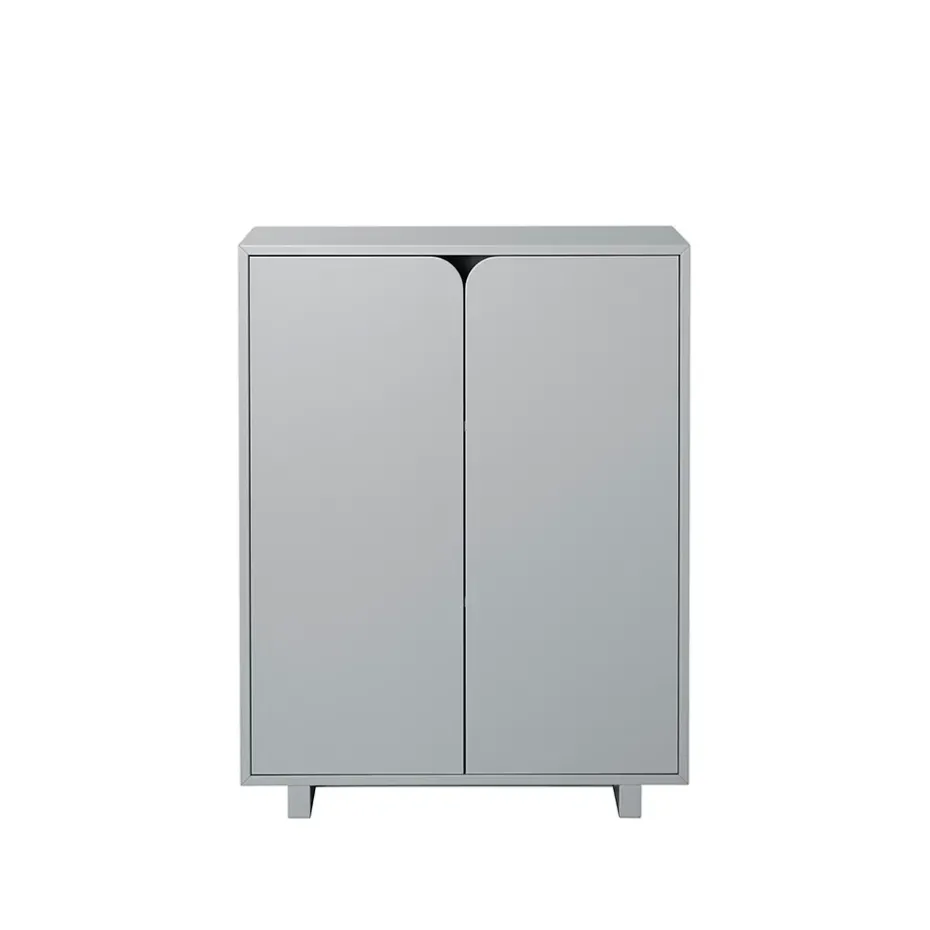 Vidja cabinet, Grey lack. low. coated doors