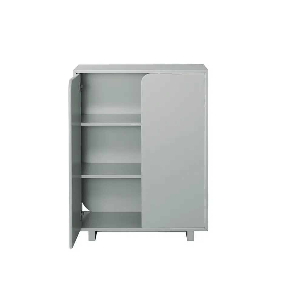 Vidja cabinet, Grey lack. low. coated doors
