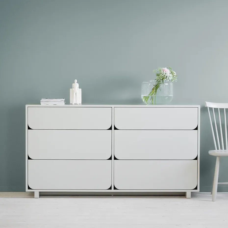 Vidja Dubbel chest of draws, White lacq. 6 box