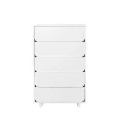 Vidja high chest of draws, White lacq. 5 box