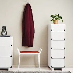 Vidja narrow chest of draws 5 box, White lacquered