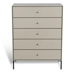 Volt chest of 5 drawers beige, Details in black