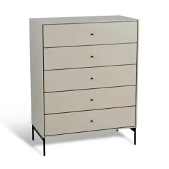 Volt chest of 5 drawers beige, Details in black