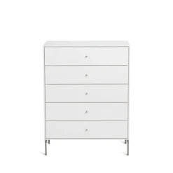 Volt chest of 5 drawers white, Details in stainless steel