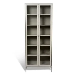 Volt display cabinet 190 cm beige, Details in stainless steel