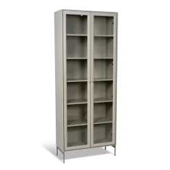 Volt display cabinet 190 cm beige, Details in stainless steel