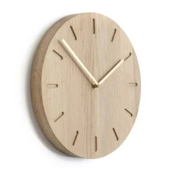 Watch:Out wall clock oak, oak-brass
