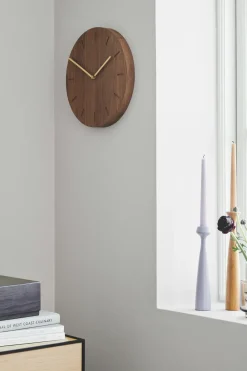 Watch:Out wall clock oak, smoked oak-brass