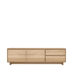 Wave media unit 60x210 cm, Hardwax oiled oak