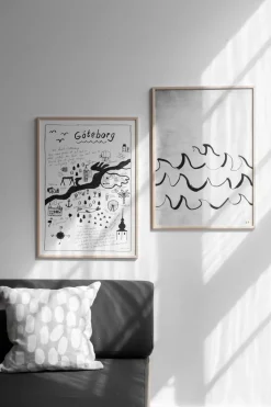 Wave poster 50x70 cm, Black-white
