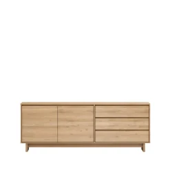 Wave sideboard, Oiled oak 2 doors 3 drawers