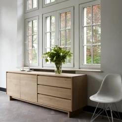 Wave sideboard, Oiled oak 2 doors 3 drawers