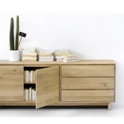 Wave sideboard, Oiled oak 2 doors 3 drawers