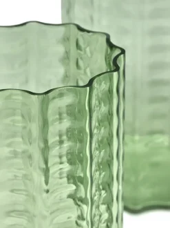 Waves 04 vase Ø18x21 cm, Green-clear