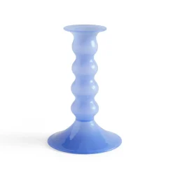 Wavy candle holder medium 14 cm, Jade light blue