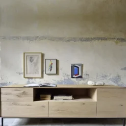 Whitebird media cabinet 180 cm, Oak wax oil-Black metal