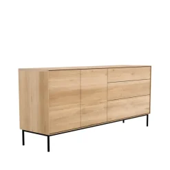 Whitebird sideboard, Oak-Metal 2 doors 3 drawers