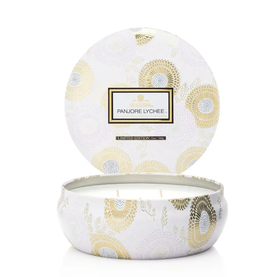 3-wick in a tin candle 60 hours, Panjore Lychee
