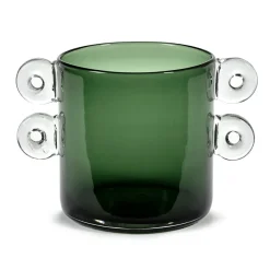Wind & Fire vase with handles 18 cm, dark green
