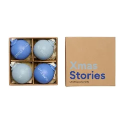 XMAS Stories christmas bauble Ø4 cm 4 parts, Cobalt blue-light blue