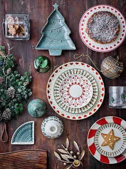 Yule decoration Christmas trees 2 pieces, Beige-green