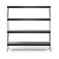 Zet shelving system, Oak black stained, 1x4, black steel base